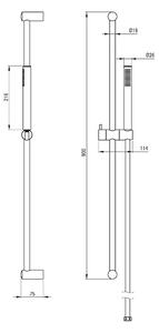 Deante Karbo, sprchový stĺp s 1-funkčnou ručnou hlavicou a sprchovou hadicou 150cm, čierna, NCC_B51K
