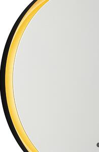 Kúpeľňové zrkadlo čierne so zlatou vrátane LED a dotykového stmievača - Pim