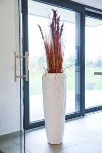 Exkluzívny kvetináč CAVITA, sklolaminát, výška 97 cm, biely mramor, lesk