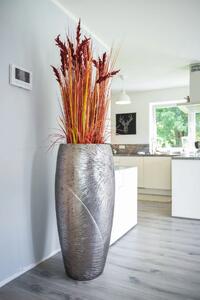 Luxusný kvetináč ROYAL, sklolaminát, výška 107 cm, strieborno-čierny