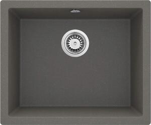 Deante Corda Flush, granitový drez na dosku 550x460x204 mm, 3,5" + priestorovo úsporný sifón, 1-komorový, antracitová metalíza, ZQA_T10F
