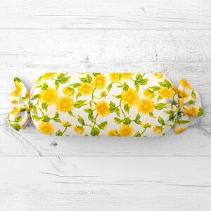 Biante Vankúš valec bonbon Sandra SA-602 Slnečnice na bielom 15x40 cm