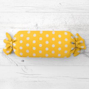 Biante Vankúš valec bonbon Sandra SA-598 Biele bodky na žltom 15x40 cm