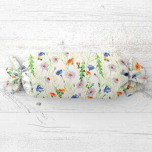 Biante Vankúš valec bonbon Sandra SA-601 Margaréty a zvončeky na bielom 15x40 cm