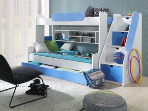 Poschodová detská posteľ pre 2 deti Sopros, biela/modrá