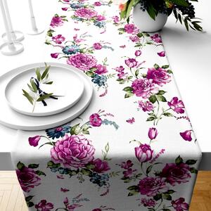 Ervi bavlnený behúň na stôl - Fialové kvety