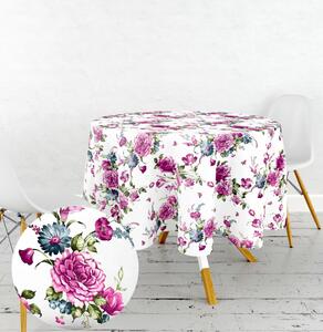 Ervi bavlnený obrus na stôl okrúhly - Fialové kvety