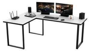 Počítačový rohový stôl VINI, 200/135x74x65, biela/čierna