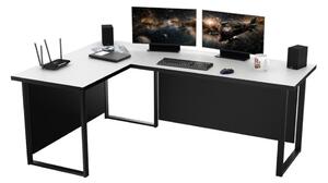 Počítačový rohový stôl NAVI + doska, 200/135x74x65, biela/čierna