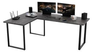 Počítačový rohový stôl NAVI, 200/135x74x65, tmavý betón