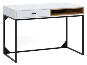 Písací stôl OLIER, 120x80,5x60, biela/dub artisan