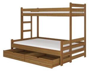 Detská poschodová posteľ BENITO + matrac, 80x200, dub