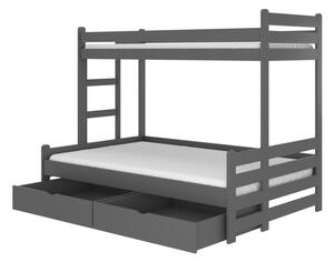 Detská poschodová posteľ RAIMUND + matrac, 80x200, grafit