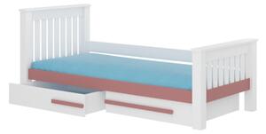 Detská posteľ CARMEL, 90x190, biela/ružová