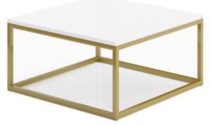 Konferenčný stolík BELTEN, 65x33x65, zlatá/biela