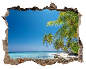 Díra 3D ve zdi na stěnu Maledivy pláž nd-k-126748913