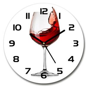 Sklenené hodiny okrúhle Červené víno