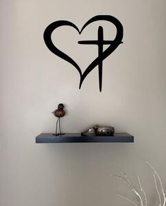 Drevené obraz na stenu - Srdce z križom