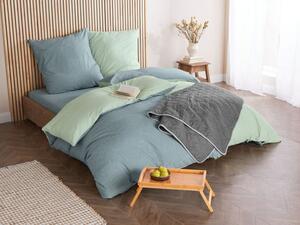 LIVARNO home Zimná obojstranná posteľná bielizeň Chambray, 140 x 200 cm, 70 x 90 cm (zelená) (100356201)