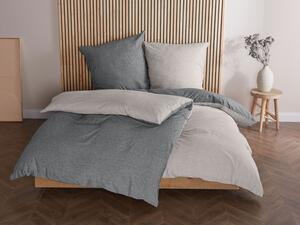 LIVARNO home Zimná obojstranná posteľná bielizeň Chambray, 140 x 200 cm, 70 x 90 cm (pruhy/sivá) (100356201)