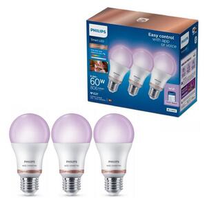 SADA 3x stmievateľných RGB LED žiaroviek Philips SMART A60 E27/8,8W/230V 2200-6500K