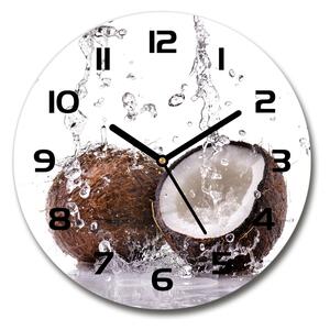 Sklenené nástenné hodiny okrúhle Kokos a voda