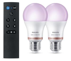 SADA 2x stmievateľné RGB LED žiarovky Philips SMART A60 E27/8,5W/230V 2200-6500K + diaľkové ovládanie