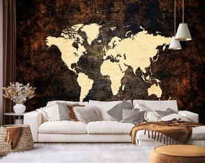 Fototapeta Mapa sveta v hnedej farbe Materiál: Vliesová, Rozmery: 200 x 140 cm