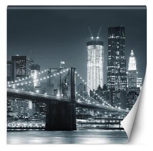 Fototapeta Brooklynský most v noci, New York čiernobiela verzia Materiál: Vliesová, Rozmery: 100 x 100 cm