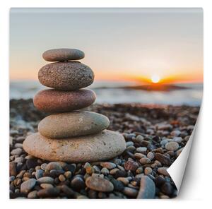 Fototapeta Kamenná pláž a zapadajúce slnko Materiál: Vliesová, Rozmery: 100 x 100 cm