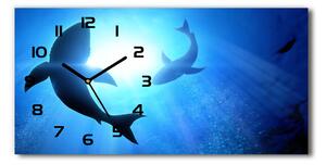 Vodorovné Moderné sklenené hodiny na stenu Dva žraloky