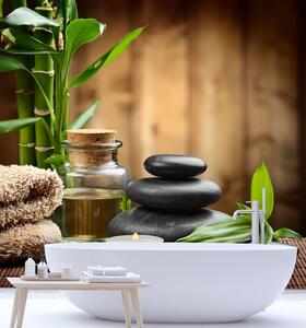 Fototapeta Bambus, zenové kamene v kúpeľoch Materiál: Vliesová, Rozmery: 100 x 100 cm