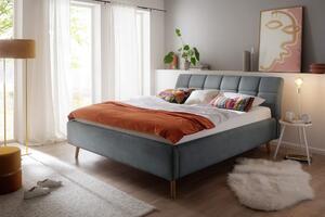 MUZZA Čalúnená posteľ s prešívaným čelom lemina s úložným priestorom 180 x 200 cm modrá