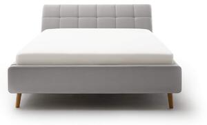 MUZZA Čalúnená posteľ s prešívaným čelom lemina s úložným priestorom 160 x 200 cm svetlo sivá