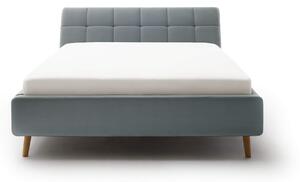 MUZZA Čalúnená posteľ s prešívaným čelom lemina s úložným priestorom 160 x 200 cm modrá