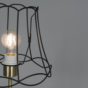 Retro stolná lampa mosadz s rámom Granny čierna 25 cm - Kaso