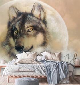 Fototapeta hnedý vlk na pozadí mesiaca Materiál: Vliesová, Rozmery: 100 x 100 cm
