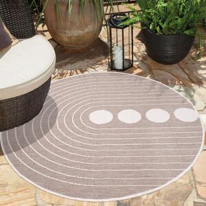 Dekorstudio Obojstranný okrúhly koberec na terasu DuoRug 5739 - béžový Priemer koberca: 120cm