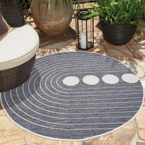 Dekorstudio Obojstranný okrúhly koberec na terasu DuoRug 5739 - sivý Priemer koberca: 120cm