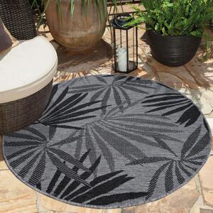 Dekorstudio Obojstranný okrúhly koberec na terasu DuoRug 5771 - Antracitový Priemer koberca: 160cm