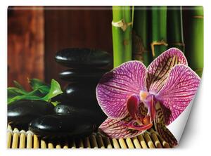 Fototapeta Orchidea, zenové kamene a bambus Materiál: Vliesová, Rozmery: 200 x 140 cm