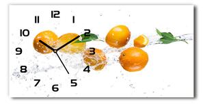 Vodorovné Sklenené hodiny na stenu Pomaranče a voda