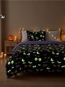 Sinsay - Halloweenska súprava posteľnej bielizne s potlačou svietiacou v tme - čierna