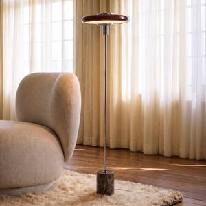 Lindby Stojacia lampa Branford, retro, bordová, kov/mramor, Červená, Obývacia izba / jedáleň, kov, Vintage, Stojaca lampa