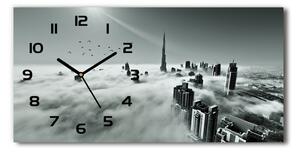 Vodorovné Sklenené hodiny na stenu Hmla nad Dubajom