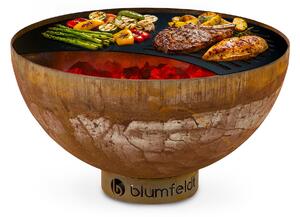 Blumfeldt Savage, ohnisko s grilom, Ø 60,5 cm, oceľ, ochranný kryt, hrdzavá
