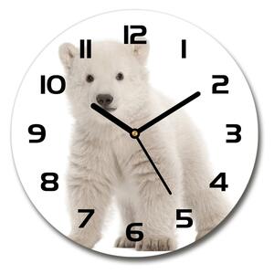Sklenené hodiny okrúhle Polárna medvedík