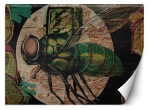 Fototapeta Zelená mucha a mesiac - graffiti na stene Materiál: Vliesová, Veľkosť: 100 x 70 cm