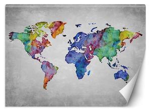 Fototapeta Mapa sveta v akvarelu Materiál: Vliesová, Rozmery: 254 x 184 cm