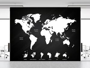 Fototapeta Čiernobiela mapa sveta Materiál: Vliesová, Veľkosť: 100 x 70 cm